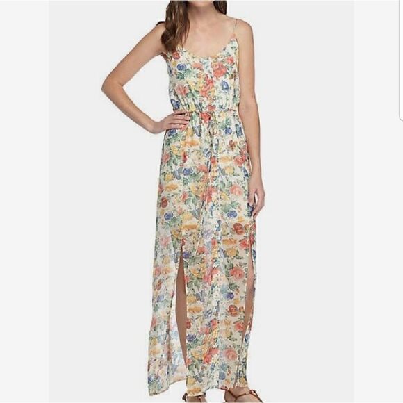 NWT WAYF FLORAL BUTTON DOWN DRESS L - Picture 1 of 8